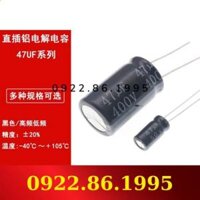 Tụ Điện Điện Phân Nội Tuyến 47Uf 10V 16V 25V 35V 50V 63V 100V 250V 400V 450V Vàng Xanh Tần Số Cao hàng mới về - 63V 6x12 50pcs