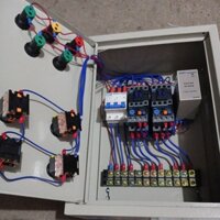 tủ điều khiển bảo vệ mất pha dùng cho 2 động cơ 3 pha, quạt , máy bơm, thang máy,