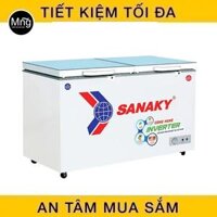 Tủ đông 2 chế độ 280 lít inveretr  Sanaky  cánh kính cường lực xanh Inverter VH-3699W4KD