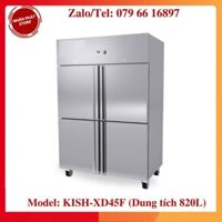 Tủ đông inox 4 cánh Dung tích 820L, Thương hiệu Hàn Quốc, Model KISH-XD45F