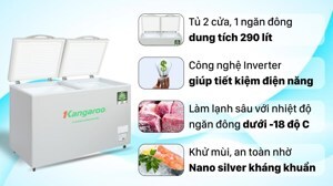 Tủ đông Kangaroo inverter 1 ngăn 290 lít KGFZ290IC1