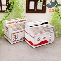 Tủ đông nhà búp bê BLISS, tỷ lệ 1: 12 Giả vờ chơi búp bê Tủ lạnh gia đình, Trang trí nội thất ngang tinh tế có đèn siêu thị Mô hình tủ đông Đồ chơi trẻ em