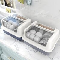 Tủ đựng bát đĩa có nắp, hộp đựng dụng cụ cho bát đĩa, hộp lưu trữ đa chức năng cho bát và đũa trên mặt bếp 2DSO