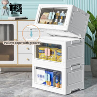 Tủ đựng đồ chơi / sách HAOYANGQI hai tầng bằng nhựa PP trong suốt có thể gấp gọn tiện dụng