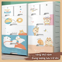 Tủ đựng đồ có ngăn kéo, tủ nhựa hoạt hình, tủ đựng đồ gia đình nhiều tầng