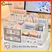 Tủ Đựng Đồ Đa Năng Để Bàn Hình Thỏ Cao Cấp - Hộp Đựng Đồ Mỹ Phẩm Mini Decor Bàn Học, Bàn Làm Việc Tặng Kèm Sticker