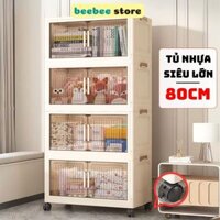 Tủ Đựng Đồ Đa Năng Thiết Kế Cửa 2 Cánh Sang Trọng, Tủ Đựng Đồ Gấp Gọn Có Bánh Xe 360 TUN048