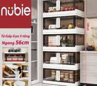 Tủ Đựng Đồ Gấp Gọn Nubie Cao Cấp 5 Tầng, Cửa Nam Châm, Kèm Bánh Xe