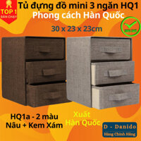 Tủ đựng đồ mini 3 ngăn HQ1 phong cách Hàn trang nhã – Hộp vải đựng đồ đa năng 3 tầng Hàn Quốc chính hãng D Danido