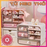 Tủ Đựng Đồ Mini Heo Hồng Thỏ Trắng Nhiều Ngăn Kéo Tiện Dụng Đựng Mỹ Phẩm Dụng Cụ Học Tập Có Thể Xếp Chồng Lên Nhau