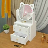 Tủ đựng đồ trang điểm, có gương màu trắng tai mèo dễ thương