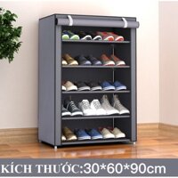 Tủ đựng giày dép 5 tầng khung inox vải trơn không dệt sang trọng kích thước lớn 30x60x90cm