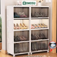 Tủ Đựng Giày Dép, Tủ Đựng Đồ Cửa Lật Có Bánh Xe 360 Di Chuyển Dễ Dàng, Nắp Kín Chống Bụi TUN031
