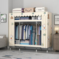 Tủ Đựng Quần Áo Tủ Vải Khung Thép titan 2 Buồng Cỡ Lớn Ngang 105cm Lắp Ghép Đa Năng Có Thể Gấp Gọn