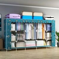 tủ đựng quần áo vải khung gỗ đựng quần áo 2 buồng tủ quần áo vải dệt gỗ cỡ lớn khung gỗ bọc nhựa