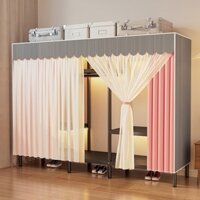 Tủ Đựng Quần Áo Vải Khung Thép 2 Buồng Tủ Vải Chốt Thép TUVAIBUIAN Với Khung Thép Cỡ Lớn Và Vải Cotton