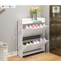 Tủ Giày Dép Đẹp Cao Cấp Thông Minh 2 Tầng 1 Lớp Cánh Kín Chất Liệu Gỗ Nhựa - Happy Home