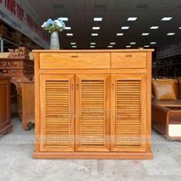 Tủ Giày Dép Gỗ Gõ Đỏ 3 Cánh Lá Sách 1m2 Sang Trọng