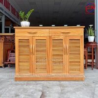 Tủ Giày Dép Gỗ Gõ Đỏ 4 Cánh Lá Sách 1m4 Chứa Được 24 Đôi