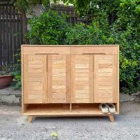 Tủ Giày Dép Gỗ Sồi Nga 4 Cánh Chân Cao Hiện Đại