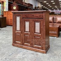 Tủ Giày Dép Gỗ Sồi Nga Màu 3 Cánh Mở Lá Sách Màu Óc Chó Nâu