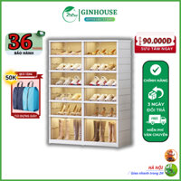 Tủ giày gấp gọn Ginhouse 24 đôi 9104-5-1G chất liệu nhựa PP cao cấp có bánh xe ẩn, Hộp đựng giày thông minh tiện lợi