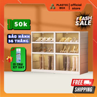 Tủ giày gấp gọn PLASTIC BOX 12 đôi 9104-2-1G chất liệu nhựa ABS cao cấp có bánh xe, Kệ giày, Hộp giày đa năng tiện lợi