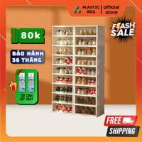 Tủ giày gấp gọn PLASTIC BOX 36 đôi 9104-8-1G chất liệu nhựa ABS cao cấp có bánh xe, Kệ giày, Hộp giày đa năng tiện lợi