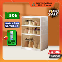 Tủ giày gấp gọn PLASTIC BOX 6 đôi 9102-2-1G chất liệu nhựa ABS cao cấp, Kệ giày, Hộp giày đa năng tiện lợi