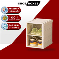 Tủ giày gấp gọn SHOE BOX 2 đôi 9101-2 chất liệu nhựa ABS cao cấp có bánh xe, Kệ giày, Hộp giày đa năng tiện lợi