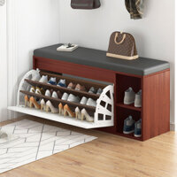 Tủ Giày Ghế Ngồi Lót Da Thông Minh 3 Ngăn Loại 80cm Chắc Chắn Tiện Dụng [chọn màu đệm ib shop]- HUYỀN TRANG DECOR