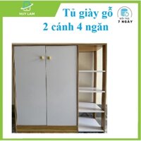 Tủ giày gỗ 2 cánh 4 ngăn lắp ghép đa năng tiện lợi