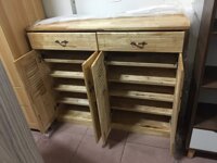 TỦ GIÀY GỖ CAO SU 4 CÁNH NGANG 1M2