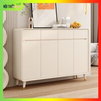 Tủ giày gỗ công nghiệp màu trắng hiện đại và thanh lịch, nổi bật trong không gian