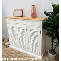 Tủ giày gỗ sồi Mỹ 3 cánh 2 hộc màu trắng – EUF 126W