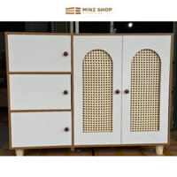 Tủ Giầy Gỗ, Tủ Gỗ Đựng Đồ Đa Năng 5 Cánh Trắng Chất Liệu Gỗ MDF Chống Ẩm, Chống Thấm Phong Cách Hiện Đại