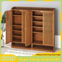 Tủ giày gỗ tự nhiên thông thoáng chống bụi tủ giày 2-4 cửa nhiều tầng Giá để giày dung lượng lớn