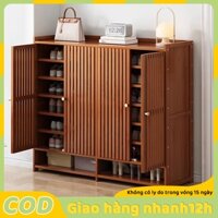 Tủ giày gỗ tự nhiên thông thoáng chống bụi tủ giày nhiều tầng tiết kiệm không gian 6-8 tầng giá giày