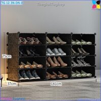 Tủ giầy lắp ghép 12 ô 3 cột 4 tầng bằng nhựa lắp ghép màu đen, trắng, hồng, vàng, xanh (không cánh cửa, để được 24 đôi)