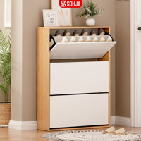 Tủ giày thông minh 3 cánh lật mở nhiều ngăn, chất liệu gỗ MDF cao cấp decor phòng xinh thương hiệu SOHJA - GP20