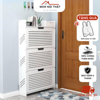 Tủ giày thông minh chất liệu gỗ nhựa PVC cao cấp chống ẩm mốc chứa 9-14 đôi giày dép - Tặng kèm vít