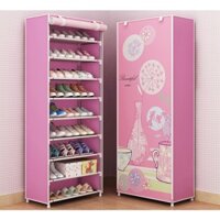 Tủ giày tủ vải đựng giày dép khung inox chắc chắn chống bụi bẩn vải không dệt chống thấm nước họa tiết 3D sang trọng