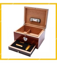 Tủ Giữ Ẩm Hộp Đựng Bảo Quản 50 Điếu Cigar Cohiba COB-950 Gỗ Tuyết Tùng Cao Cấp Kèm Bộ Phụ Kiện Bật Lửa Dao Cắt và Gạt Tàn Tiện Lợi