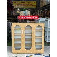 TỦ GỖ CÔNG NGHIỆP 3 CÁNH CÓ KÍNH 1,2M