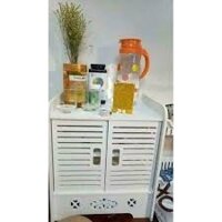 TỦ GỖ ĐẦU GIƯỜNG CHỮ NHẬT CẮT CNC NAN THOÁNG 2 CÁNH