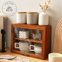 Tủ Gỗ Mini Để Bàn Trang Trí Decor Vintage Đựng Mỹ Phẩm Cốc Ly Chén Kiểu Cánh Ngược