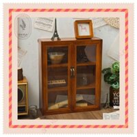 Tủ Gỗ Mini Đựng Đồ Mỹ Phẩm Ly Cốc & Decor Phòng Khách Phong Cách Vintage Retro SS04