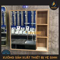 Tủ Gương Phòng Tắm Chất Liệu Nhựa PVC Chống Nước Tuyệt Đối , Màu Vân Gỗ - HD TG60G