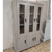 Tủ hồ sơ sắt cửa đựng tài liệu văn phòng, tủ săt 2 cánh kính 3 cánh kiếng đựng đồ có khoá cho nhân viên gía xưởng ATD