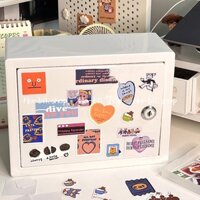 Tủ hộp nhựa trắng có khoá đựng card bo góc sticker sổ đa năng
